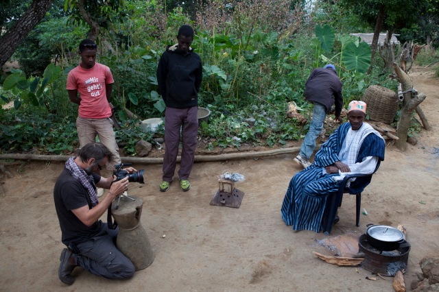 Florio gets to work - filming the chief, Fouta Djallon, Guinea-Conakry © Helen Jones-Florio